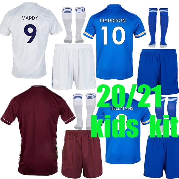 

kids kit leicester home away third soccer jersey ayoze gray 20 21 football shirt vardy camiseta ndidi maddison 2020 2021, Black