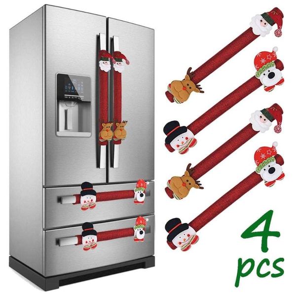 

christmas decorations refrigerator door handle covers set of 8, santa snowman kitchen appliance fridge microwave oven dishwasher pr