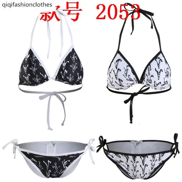 

alphabet triangle wrap rope bikini split swimsuit, White;black