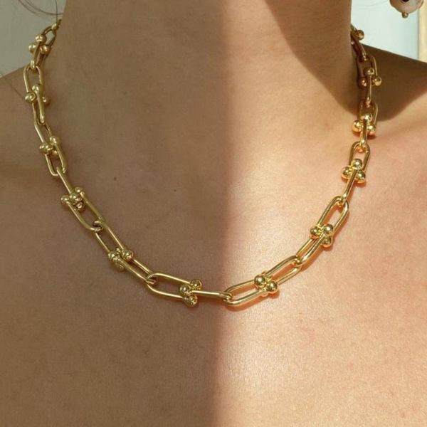 

gothic gold color chunky chain necklaces for women punk thick linked necklaces femme party jewelry gift, Silver
