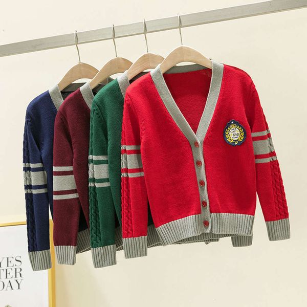 

spring autumn 2020 clothing children's knitted cardigan sweater boys and girls school kindergarten uniform class coat, Blue