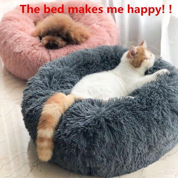 

long plush super soft pet bed kennel dog round cat winter warm sleeping cat house bag puppy cushion mat portable pet dog bed1