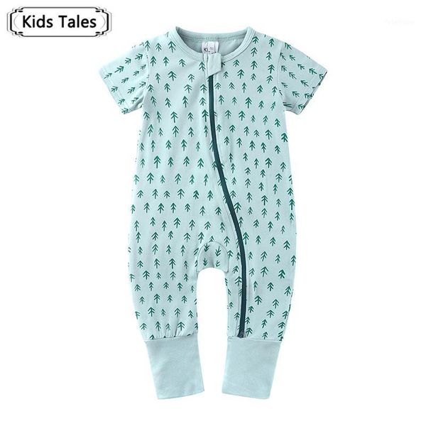

sr566 summer baby rompers newborn baby clothes for girls boys short sleeve tree print jumpsuit clothing outfits1, Blue