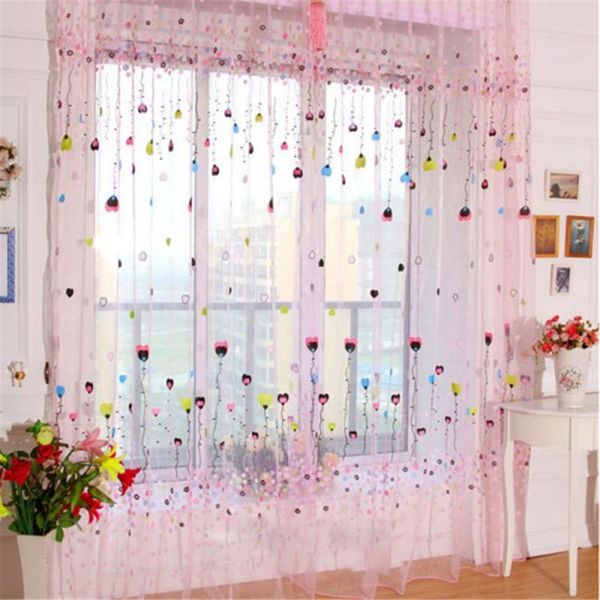 

2 color balloon tulle voile door window curtain drape panel sheer scarf valances