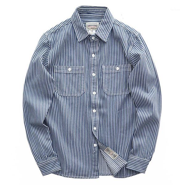 

retro mens cotton striped shirts long sleeves casual light blue shirt man vintage men dress shirt slim fit double pocket ii50cs1, White;black