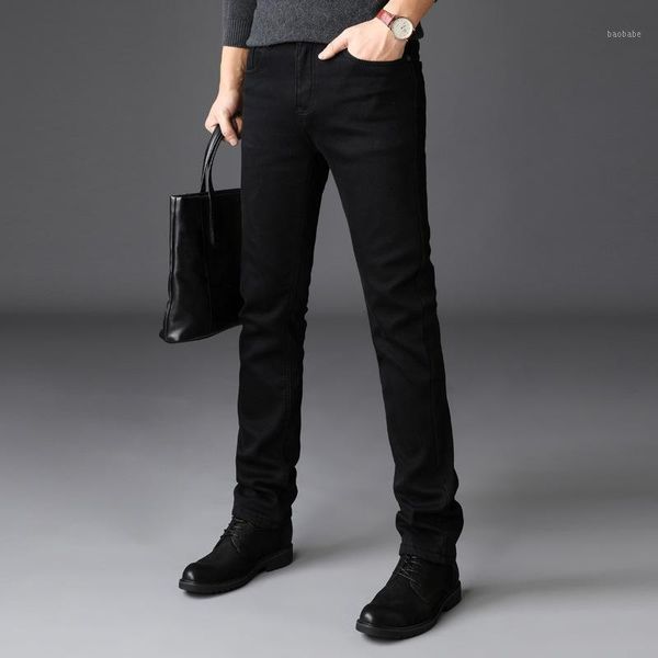 

spring autumn fashion men jeans vintage simple pantalon black color slim fit casual business pants elastic classical jeans homme1, Blue