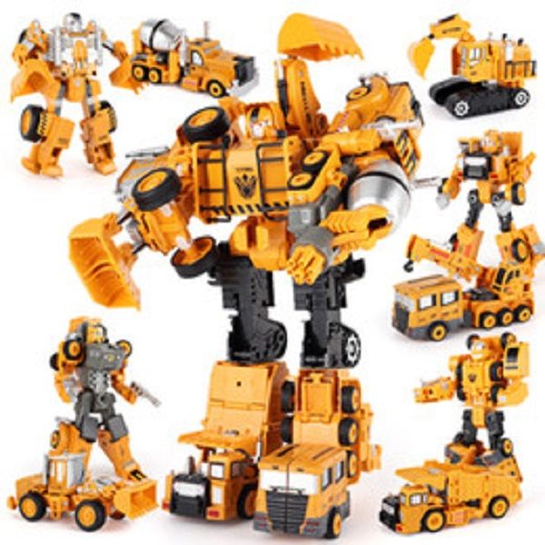 

new alloy transformer 5 in 1 engineering truck assembly car drive transformation robots model fighting toy gift