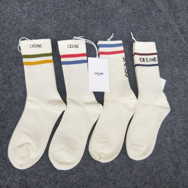 

sports, casual new french luxury c e men's and women's towel bottom high like tendon protection outer sports socks white two bar t, Black