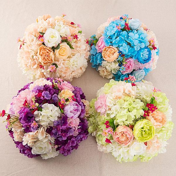

artificial hydrangea peony flower ball multicolor road lead wedding flower bouquet l background wall decor party supplies