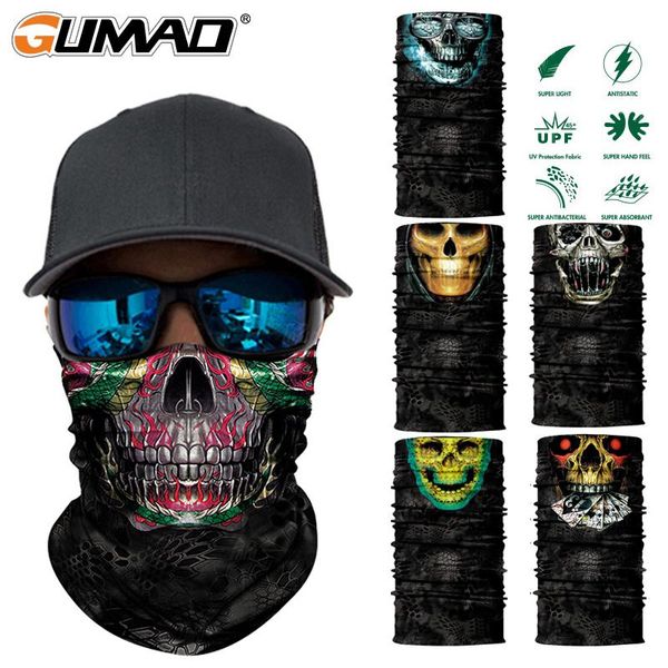 

3d seamless camo skull magic tactical neck gaiter face head cover sport camping cycling fishing bandana headband scarf men women sqcgfk, Black