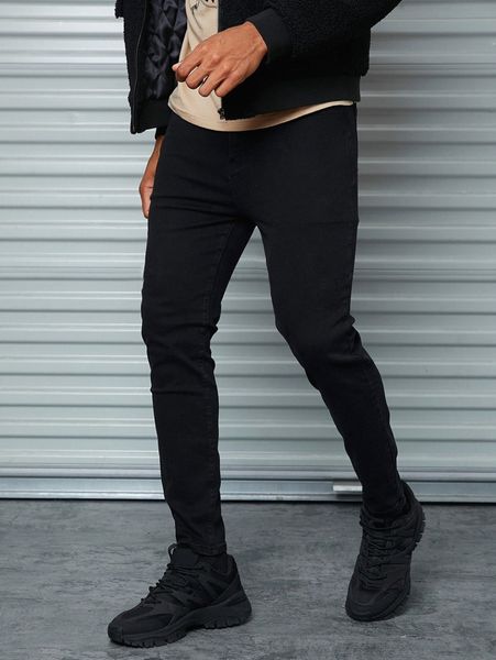 

men solid skinny jeans b1ch#, Blue