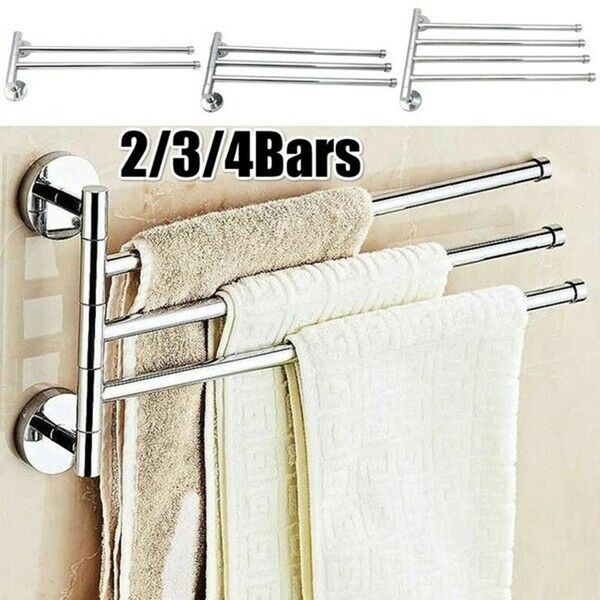 

hooks & rails us towel holder wall-mounted folding rotating bars bathroom hanger storage