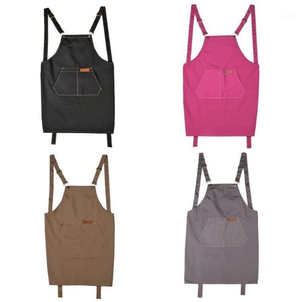 

adjustable kitchen cooking cotton apron waterproof waiter hairdresser pinafore exquisite big pocket beautiful and practical1