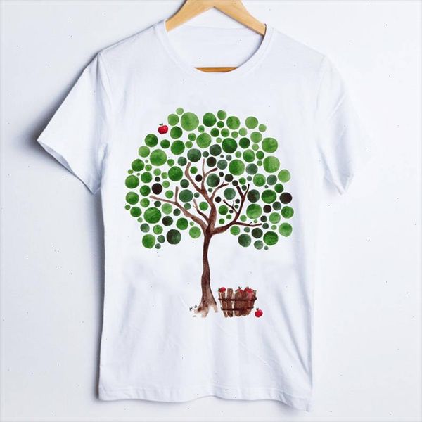 

women tees print graphic 90s aesthetic short sleeve tree watercolor ladies clothes lady clothing female t shirt t shirt, White