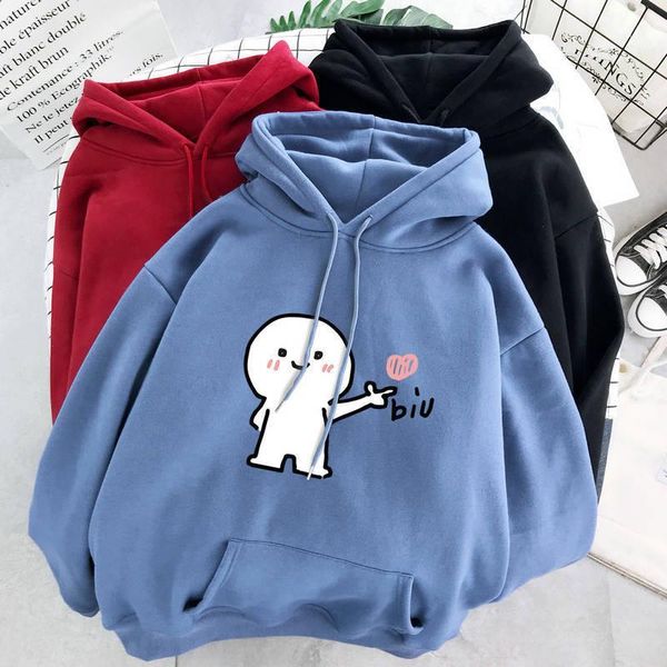 

plus velvet ladies new female hooded autumn and winter cartoon printing refill loose casual student hooded sweatshirt women1, Black