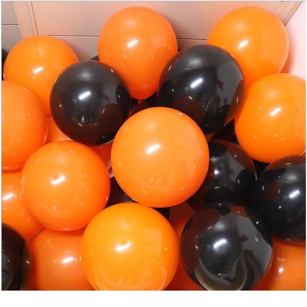 

12pcs halloween black orange latex balloon pumpkin skeleton halloween party decoration helium balloons kids toys bar par bbyaox