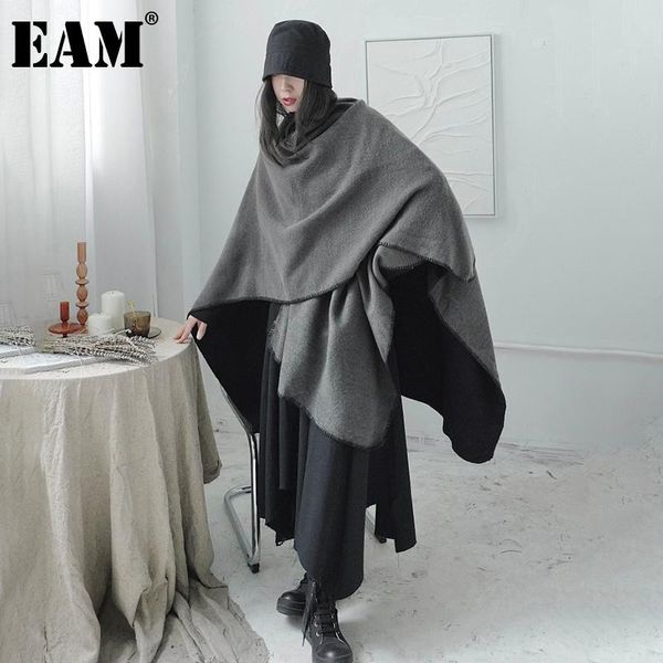 

eam] women black gray keep warm long casual temperament scarf new long personality fashion tide autumn winter 2021 1dd0798, Blue;gray