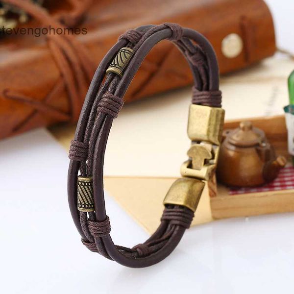 

punk alloy braided bracelet leather, Silver