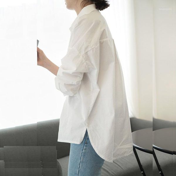 

blouse women long sleeve solid color 2020 loose casual fairy female clothes plus size women 1, White