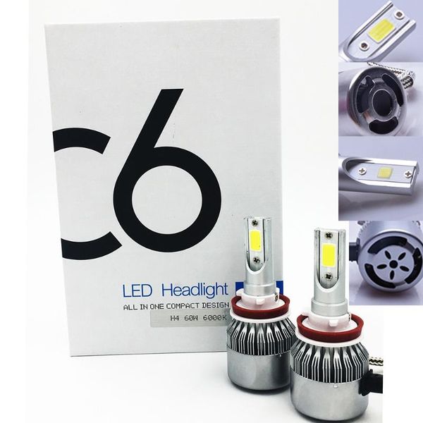 

2x c6 h8 72w 7600lm auto bulb kit lights , led lamp white