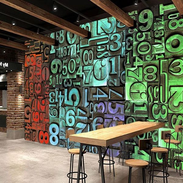 

wallpapers dropship custom mural 3d stereo bar ktv tooling background wallpaper color metal letter decorative painting