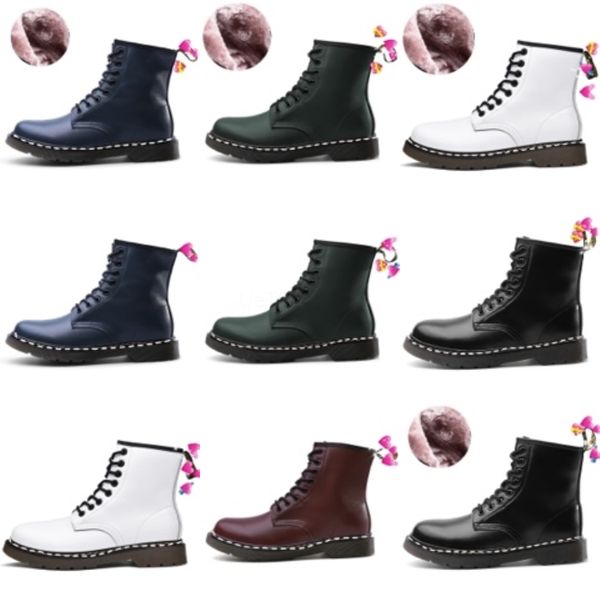 

2021 large supply classic genuine leather 1460 boots ankle crystal sole martin mens women womens fur snow martins 6/8-hole boots doc 34-4#13, Black