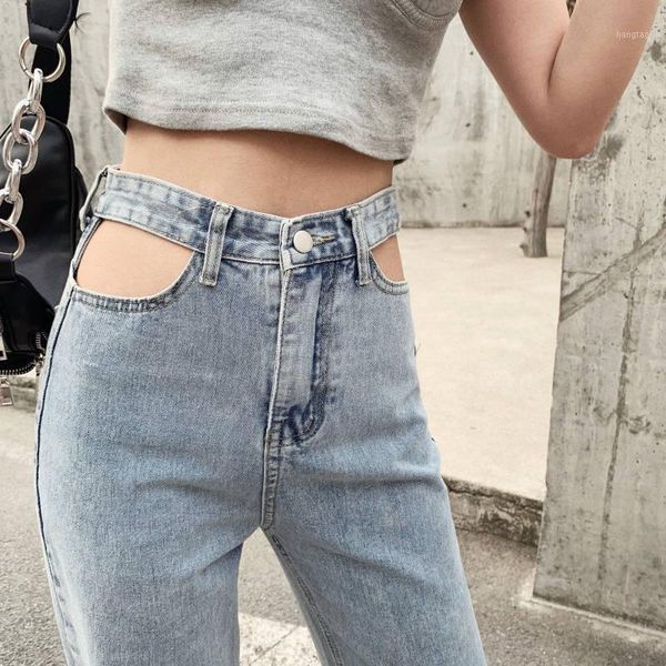 

pants big hole jeans for women with high waist women punk denim pencil pants vintage mom boyfriend jeans1, Blue
