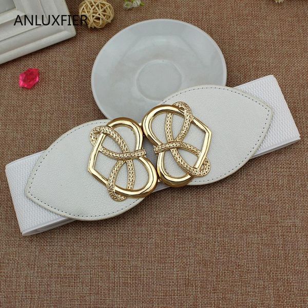 

h9824 ladies belt bright golden love shape buckle elastic wasit seal women wide fashion elegant girdle accessories, Black;brown