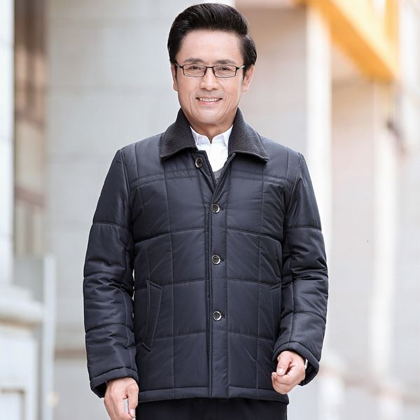 

and men's down middle aged winter coat 60 padded jacket 70 year old father cotton, Black