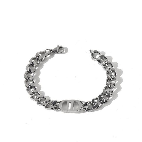 

new double d letter titanium steel bracelet suitable for women's jewelry, Black