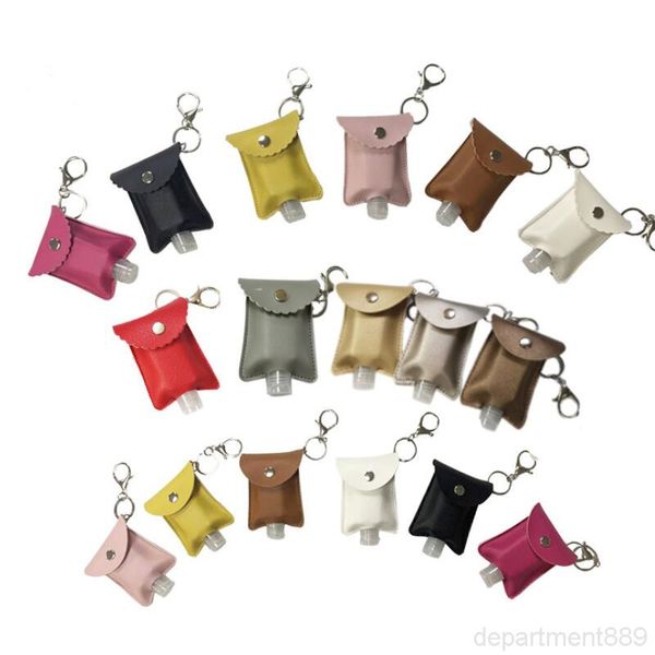 

outdoor portable pu leather case travel hand sanitizer bottle refillable reusable empty bottles and keychain set holder owb1412