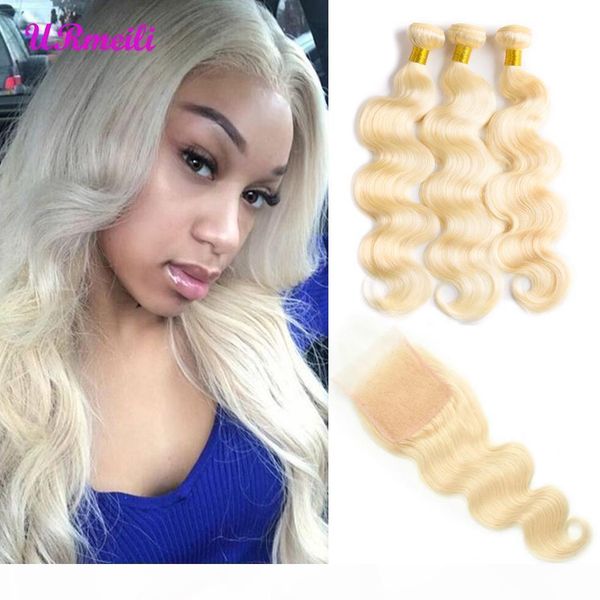 

613 body wave hair bundles with closure blond bundles with closure 613 blond bundles with closure peruvian body wave remy hair extension, Black;brown
