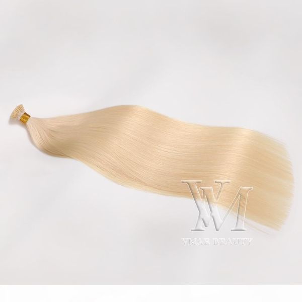 

vmae 11a double drawn platinum blonde 50g european straight keratin stickhair beauty salon 100% remy virgin pre bonded human hair extensions, Black