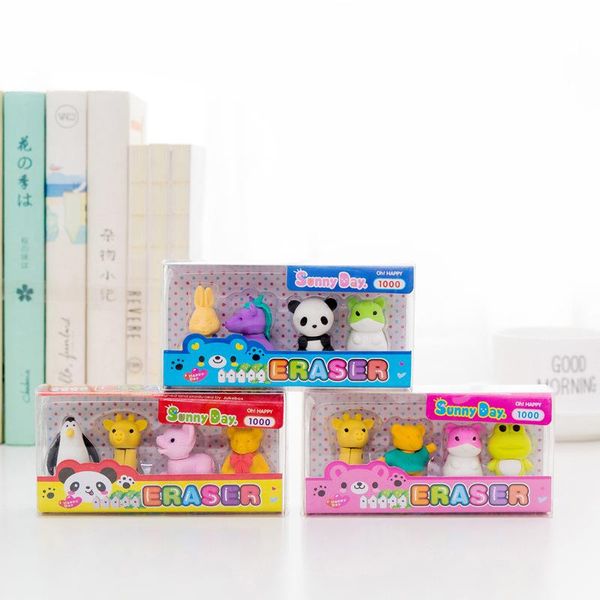 

4 pcs box creative panda frog animal boxed eraser school stationery supplies prize gifts for promotion school office supplies h wmtjap