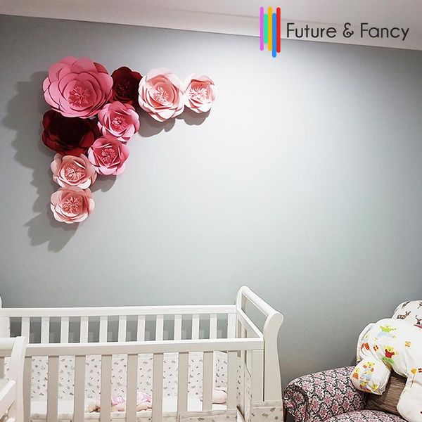 

9pcs giant paper flowers showcase wedding backdrops props baby room decor flores artificiais para decora o mix s, m, l