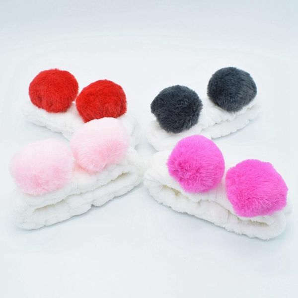 

sweet girls beautiful hairband headpieces ears plush ball big hair head hoop hair accessories