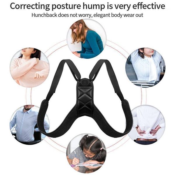 

correcting belt adjustable back straightener humpback corrector comfortable fitness improving posture breathable back brace1, Black;blue