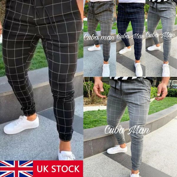 

uk men gym slim pants combat camo work trousers long cargo pants jogger1, Black