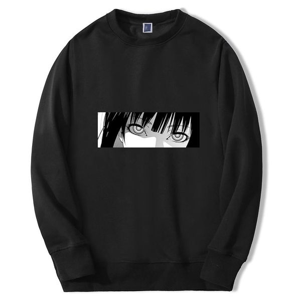 

kakegurui japan style anime girl eyes men sweatshirt hoodies 2021 autumn winter hip hop casual loose hip hop fashoin pullover, Black