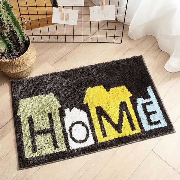 

colored house home words pattern carpet flocking rectangle welcome entrance door mat bathroom kitchen1