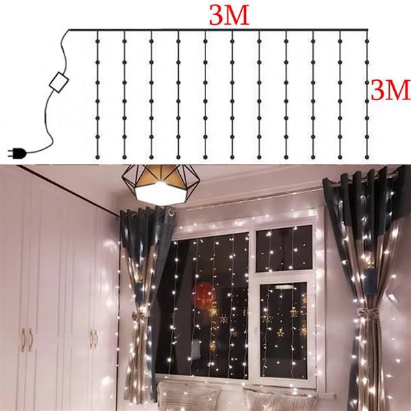 

new styles 3m x 3m 300-led white light romantic christmas wedding outdoor decoration curtain string light 110v high brightness led strings