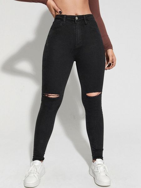 

slant pocket ripped jeans q61v#, Blue