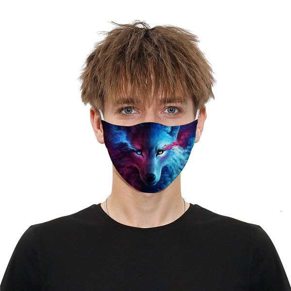 

factory dhl cat wolf outdoor masks party printing spot pm2.5 cotton mouth face mask detachable animal + 2pcs filter