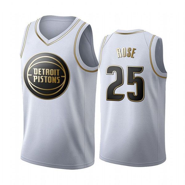 

2020 new basketball jersey 25 rose color white gold size s-xxl, Black;red