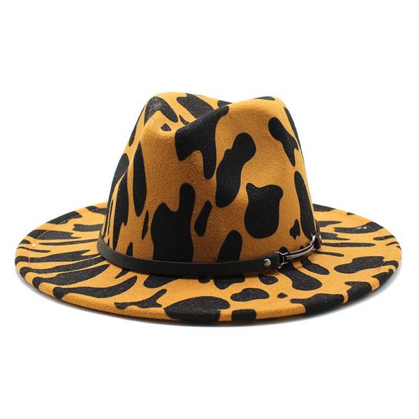 

2020 leopard jazz hats cowboy hat for women and men winter men cap white black wool bowler hat wholesale, Black;white