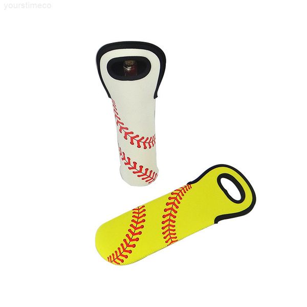 

neoprene wine bottle holder 750ml baseball single pack ball pattern lily cover bag hand made sleeve yellow white 5 8ny p