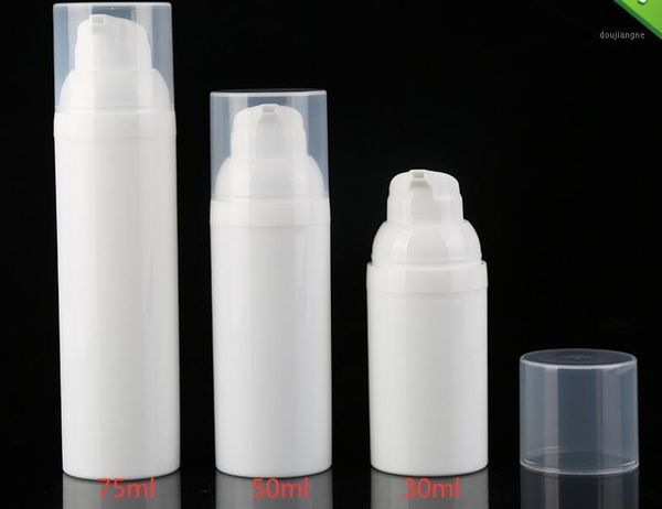 

1pc 2020 new 30ml 50ml 75ml portable pp plastic lotion cream white bottle empty transparent airless pump bottle vacuum container1