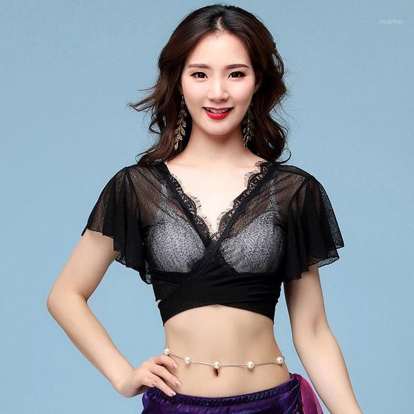 

2020 black belly dance leaf sleeves bollywood bellydance costume gypsy short lace carnival costume bl23201, Black;red