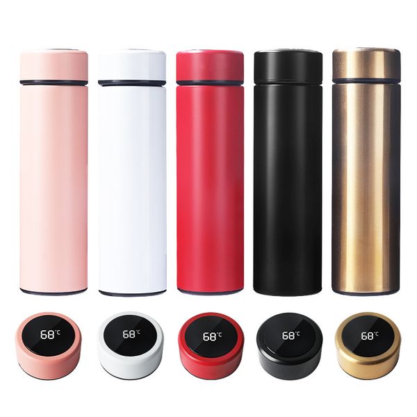 

water bottles smart mug temperature display vacuum stainless steel water bottle kettle thermo cup with lcd touch screen for student dropship
