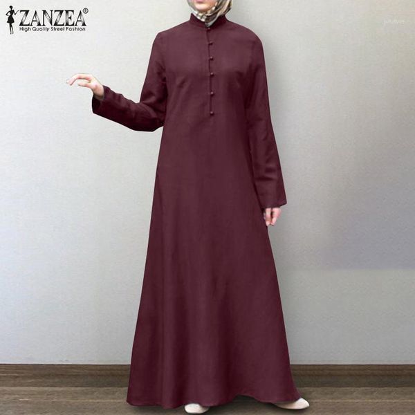 

muslim dress zanzea women vintage long sleeve kaftan vestido solid maxi long sundress plus size turkish dress baggy robe femme1, Black;gray
